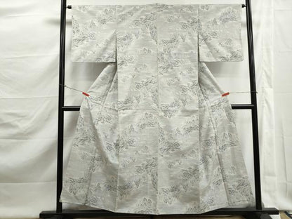 平和屋着物■本場大島紬　白大島　風景文　正絹　逸品　DABK3008qa
