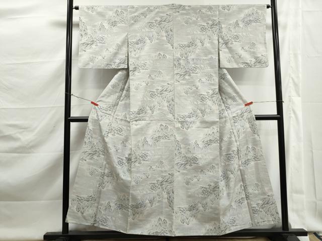 平和屋着物■本場大島紬　白大島　風景文　正絹　逸品　DABK3008qa