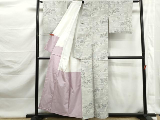 平和屋着物■本場大島紬　白大島　風景文　正絹　逸品　DABK3008qa