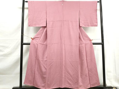 平和屋着物■上質な色無地　丸地紋　退紅色　正絹　逸品　DABK3016qa