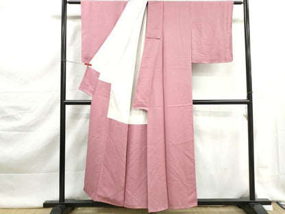 平和屋着物■上質な色無地　丸地紋　退紅色　正絹　逸品　DABK3016qa