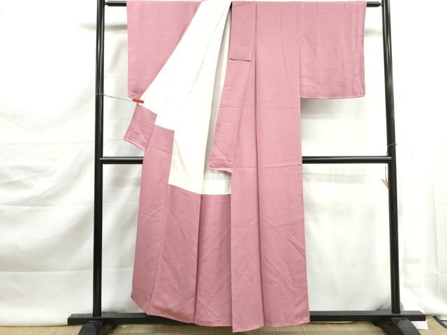平和屋着物■上質な色無地　丸地紋　退紅色　正絹　逸品　DABK3016qa