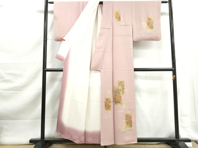 平和屋着物■訪問着　短冊花文　金彩　正絹　逸品　DABK3021qa