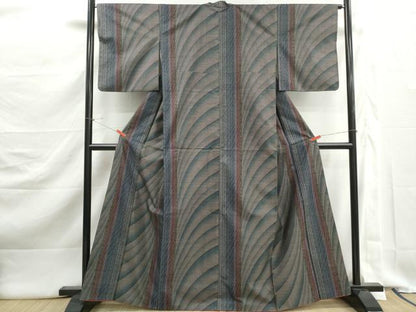 平和屋着物■本場大島紬　9マルキ　よろけ縞　正絹　逸品　DABK3022qa