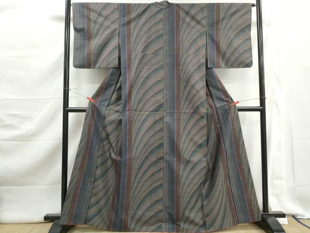 平和屋着物■本場大島紬　9マルキ　よろけ縞　正絹　逸品　DABK3022qa