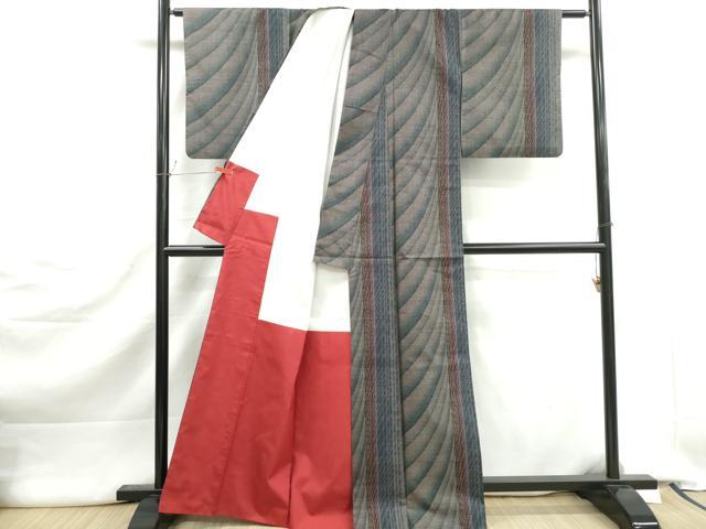 平和屋着物■本場大島紬　9マルキ　よろけ縞　正絹　逸品　DABK3022qa