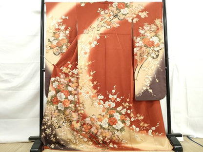 平和屋着物■豪華振袖　花車文　暈し染め　金彩　正絹　逸品　DABK3024qa
