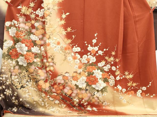平和屋着物■豪華振袖　花車文　暈し染め　金彩　正絹　逸品　DABK3024qa