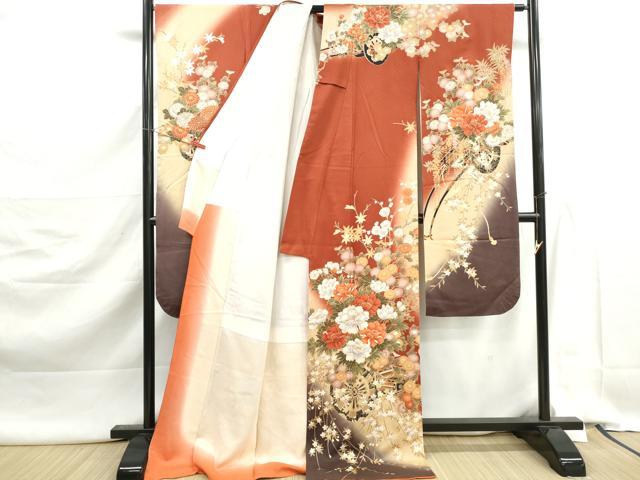 平和屋着物■豪華振袖　花車文　暈し染め　金彩　正絹　逸品　DABK3024qa