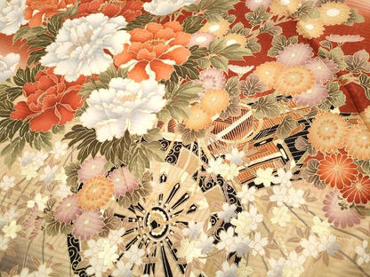 平和屋着物■豪華振袖　花車文　暈し染め　金彩　正絹　逸品　DABK3024qa