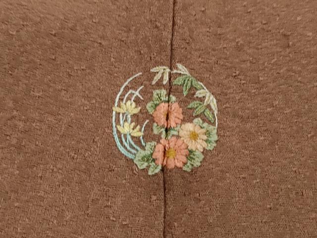 平和屋着物■上質な色無地　霞地紋　梅染色　正絹　逸品　DABK3028qa