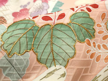平和屋着物■豪華振袖　駒刺繍　絞り　流水草花文　松竹梅　金彩　三越扱い　正絹　逸品　DABK3029qa
