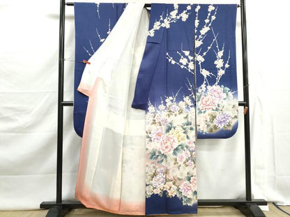 平和屋着物●豪華振袖　刺繍　草花文　牡丹　正絹　逸品　DABK3040qa