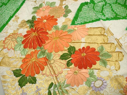 平和屋着物■豪華振袖　駒刺繍　絞り　花筏文　金彩　やまと誂製　正絹　逸品　DABK3043qa