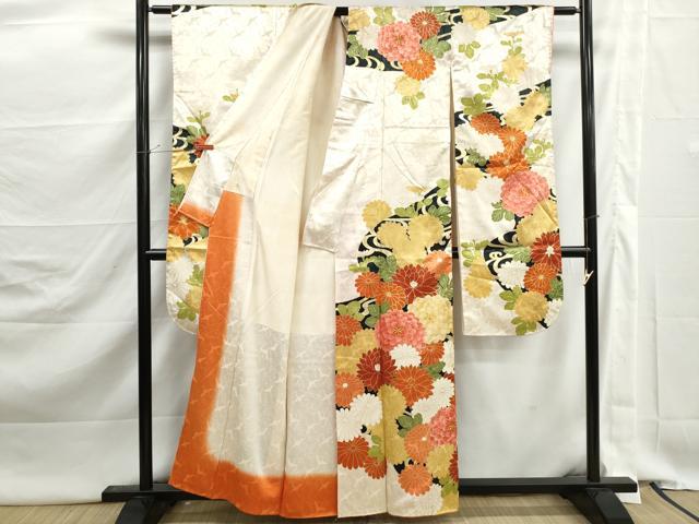 平和屋着物■豪華振袖　駒刺繍　草花文　菊　金彩　正絹　逸品　DABK3044qa