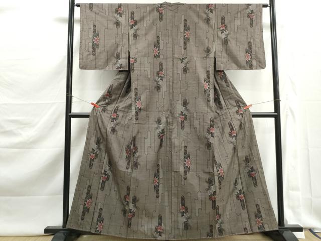平和屋着物■本場大島紬　9マルキ　抽象花文　正絹　逸品　DABK3047qa