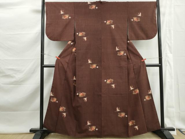 平和屋着物■上質な紬　花鳥文　正絹　逸品　DABK3051qa