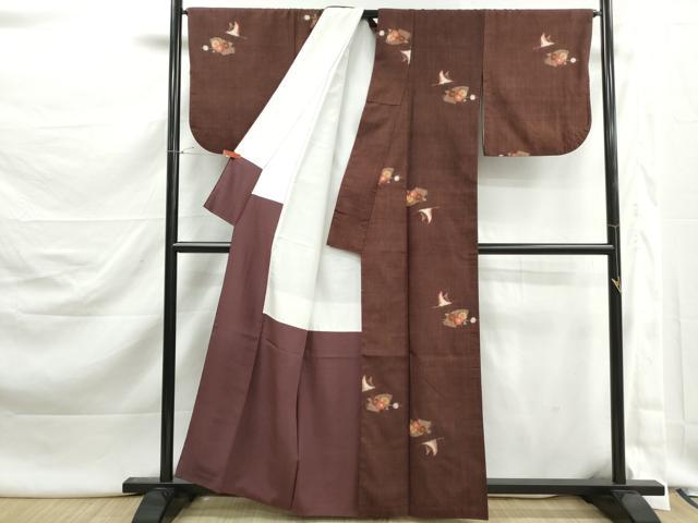平和屋着物■上質な紬　花鳥文　正絹　逸品　DABK3051qa