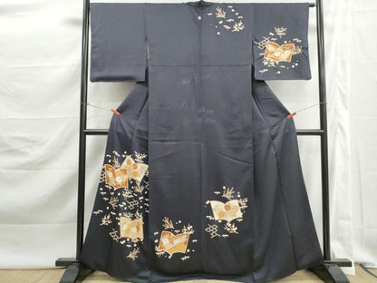 平和屋着物■訪問着　駒刺繍　冊子花文　金彩　正絹　逸品　DABK3053qa