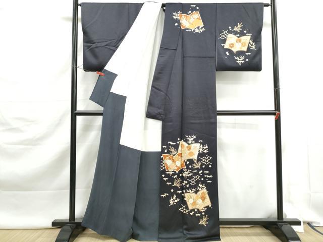 平和屋着物■訪問着　駒刺繍　冊子花文　金彩　正絹　逸品　DABK3053qa