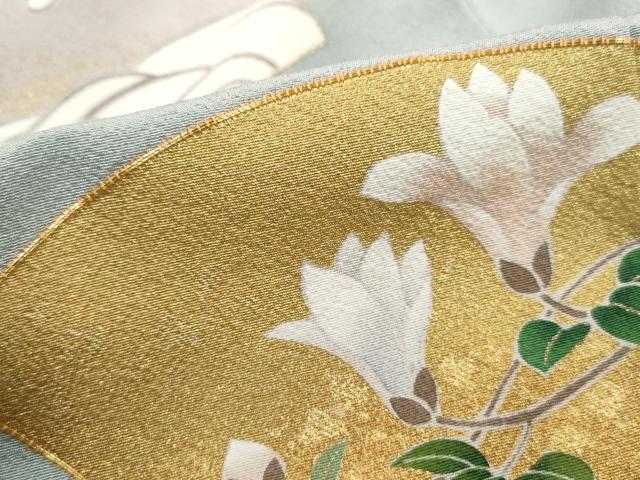 平和屋着物■豪華色留袖　駒刺繍　地紙流水花文　金彩　正絹　逸品　DABK3059qa