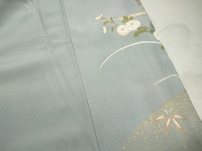 平和屋着物■豪華色留袖　駒刺繍　地紙流水花文　金彩　正絹　逸品　DABK3059qa