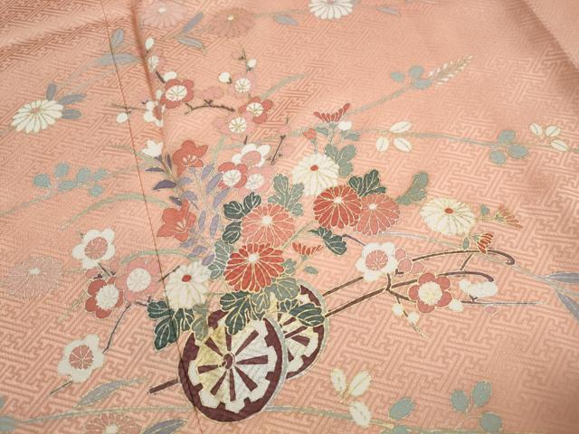 平和屋着物■訪問着　青海波花車文　金彩　正絹　逸品　DABK3060qa