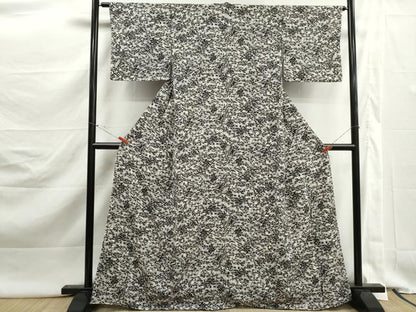 平和屋着物■上質な小紋　笹の葉文　型染め　正絹　逸品　DABK3062qa