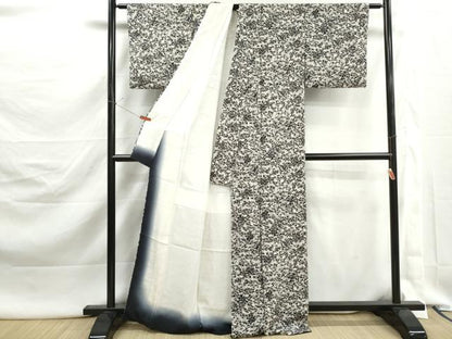 平和屋着物■上質な小紋　笹の葉文　型染め　正絹　逸品　DABK3062qa