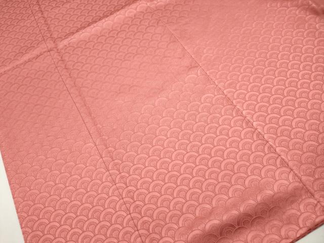 平和屋着物■上質な色無地　青海波地紋　甚三紅色　正絹　逸品　DABK3063qa