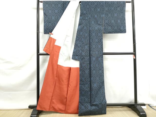 平和屋着物■本場村山大島紬　亀甲花文　正絹　逸品　未使用　DABK3073qa