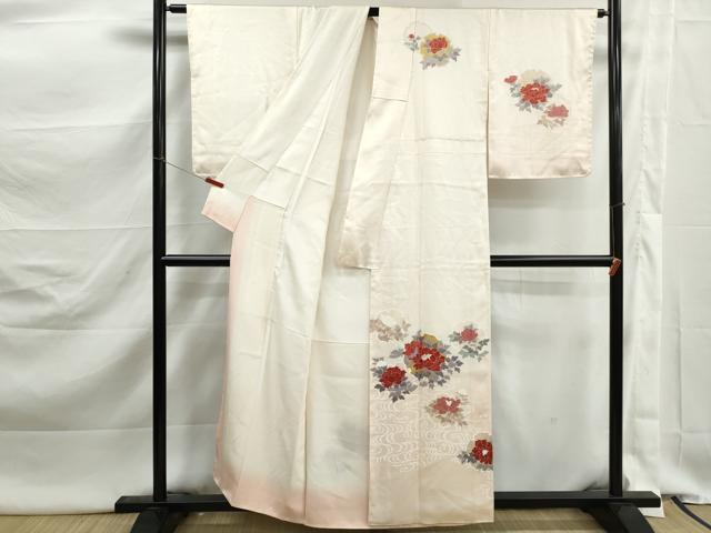 平和屋着物■訪問着　刺繍　雪輪草花文　牡丹　暈し染め　金彩　正絹　逸品　DABK3083qa