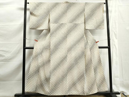 平和屋着物■上質な小紋　抽象斜縞文　金彩　正絹　逸品　DABK3096qa