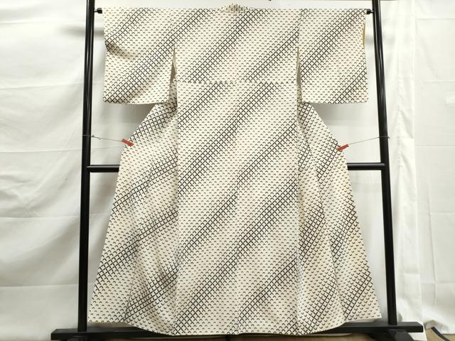 平和屋着物■上質な小紋　抽象斜縞文　金彩　正絹　逸品　DABK3096qa