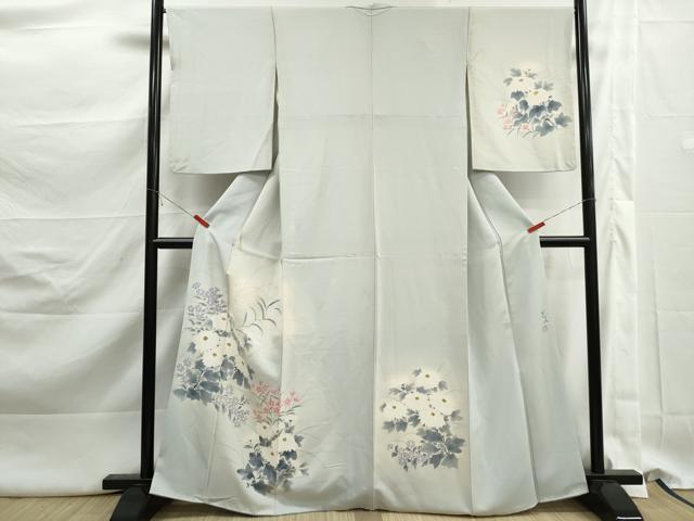 平和屋着物■訪問着　作家物　手描き　草花文　暈し染め　正絹　逸品　DABK3118qa