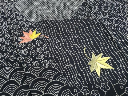 平和屋着物■訪問着　刺繍　切嵌吉祥舞楓文　黒地　金糸　正絹　逸品　DABK3122qa