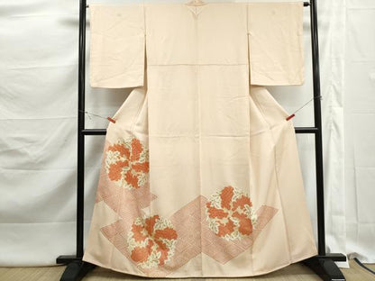 平和屋着物■豪華色留袖　駒刺繍　花丸菱文　金彩　正絹　逸品　DABK3135qa