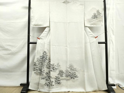 平和屋着物■訪問着　手描き　風景樹林文　暈し染め　正絹　逸品　DABK3137qa