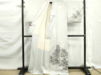 平和屋着物■訪問着　手描き　風景樹林文　暈し染め　正絹　逸品　DABK3137qa