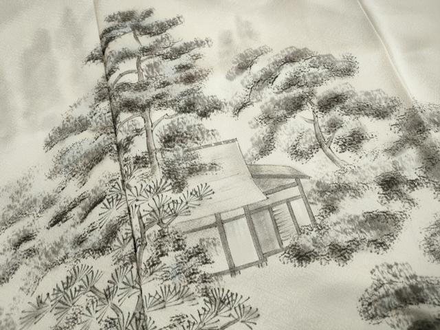 平和屋着物■訪問着　手描き　風景樹林文　暈し染め　正絹　逸品　DABK3137qa