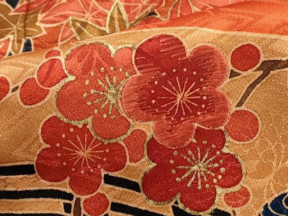 平和屋着物■豪華振袖　刺繍　渡橋扇面花文　金彩　正絹　逸品　DABK3140qa