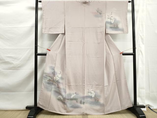 平和屋着物■訪問着　流水群鶴文　暈し染め　金彩　正絹　逸品　DABK3141qa