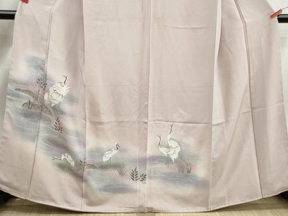 平和屋着物■訪問着　流水群鶴文　暈し染め　金彩　正絹　逸品　DABK3141qa