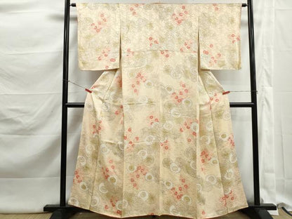 平和屋着物■上質な小紋　手描き　草花文　菊尽くし　正絹　逸品　DABK3147qa
