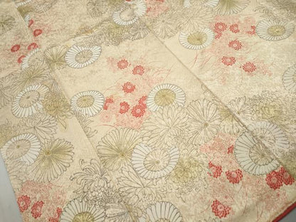 平和屋着物■上質な小紋　手描き　草花文　菊尽くし　正絹　逸品　DABK3147qa