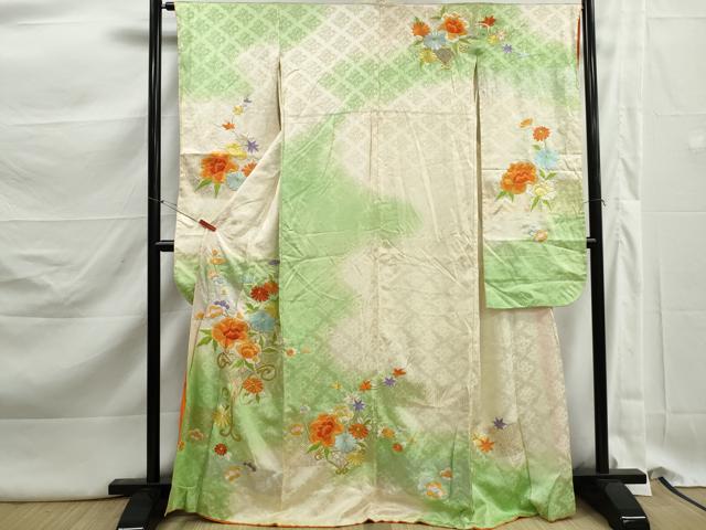 平和屋着物■訪問着　駒刺繍　草花文　暈し染め　金銀糸　正絹　逸品　DABK3149qa