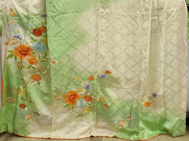 平和屋着物■訪問着　駒刺繍　草花文　暈し染め　金銀糸　正絹　逸品　DABK3149qa