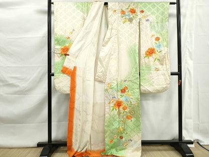 平和屋着物■訪問着　駒刺繍　草花文　暈し染め　金銀糸　正絹　逸品　DABK3149qa