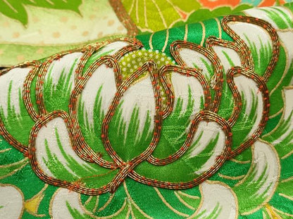 平和屋着物■豪華振袖　駒刺繍　扇面花文　牡丹　金彩　正絹　逸品　DABK3150qa