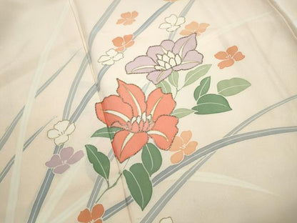 平和屋着物■訪問着　駒刺繍　草花文　暈し染め　金彩　正絹　逸品　DABK3153qa